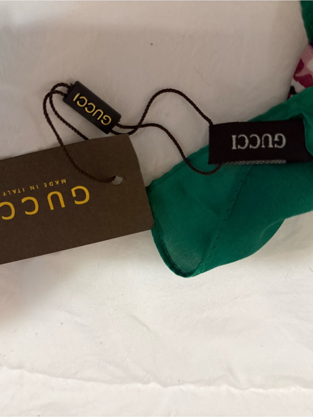Gucci Floral Monogram Silk Scarf in Green Trim - Picture 6 of 7